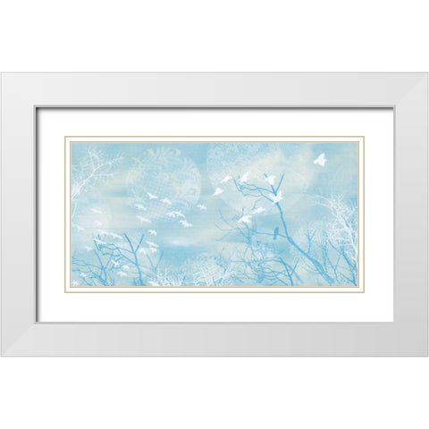 Flutterby IV White Modern Wood Framed Art Print with Double Matting by Wood, Arleigh