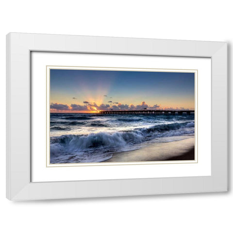 The Wave White Modern Wood Framed Art Print with Double Matting by Celebrate Life Gallery