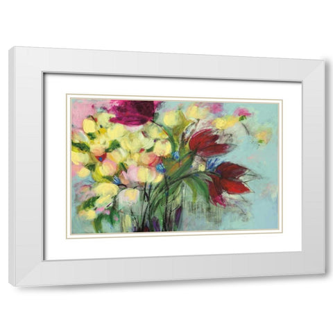 Wendyand#8217;s Bouquet White Modern Wood Framed Art Print with Double Matting by Eider, Georgia