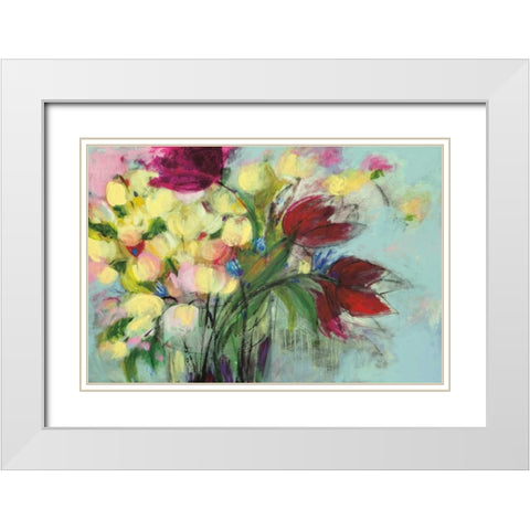 Wendyand#8217;s Bouquet White Modern Wood Framed Art Print with Double Matting by Eider, Georgia