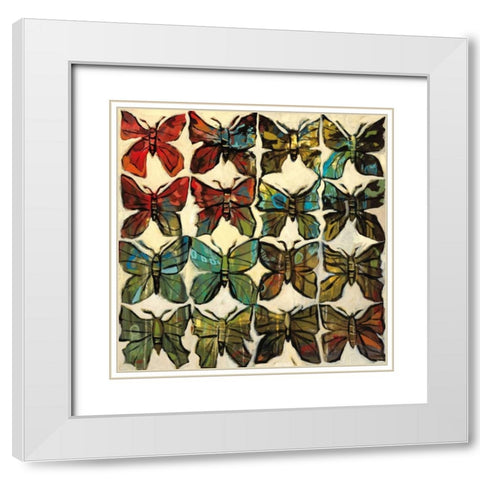 Butterflies White Modern Wood Framed Art Print with Double Matting by Harwood, Jennifer