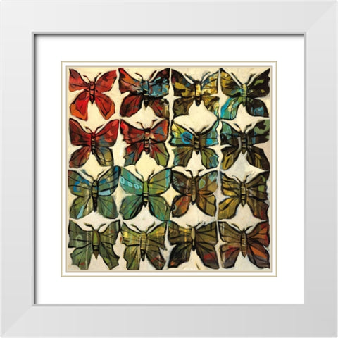 Butterflies White Modern Wood Framed Art Print with Double Matting by Harwood, Jennifer