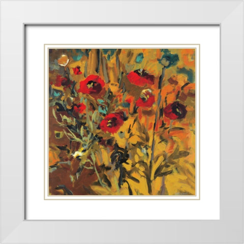 Wild Poppies White Modern Wood Framed Art Print with Double Matting by Harwood, Jennifer