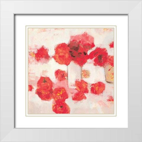 Roses White Modern Wood Framed Art Print with Double Matting by Harwood, Jennifer