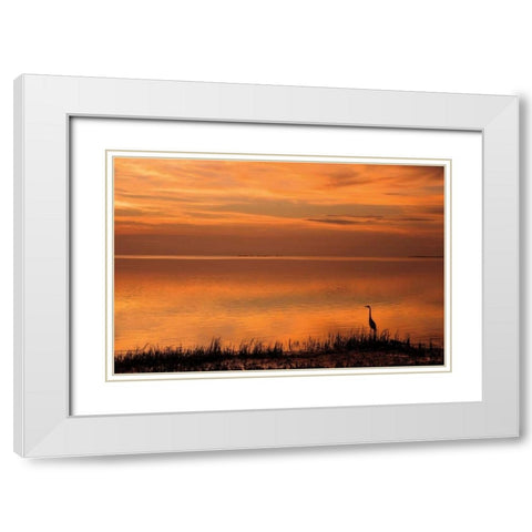 Crystal Beach Sunset White Modern Wood Framed Art Print with Double Matting by Jones, Mike