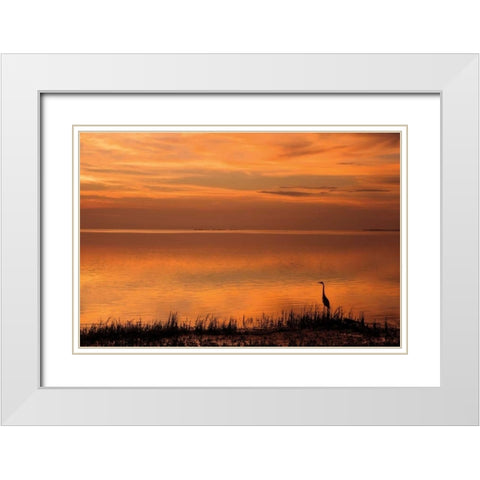 Crystal Beach Sunset White Modern Wood Framed Art Print with Double Matting by Jones, Mike