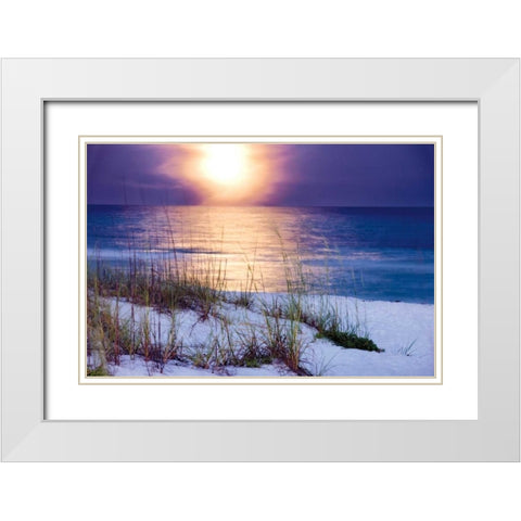 Pensacola Moonrise White Modern Wood Framed Art Print with Double Matting by Jones, Mike