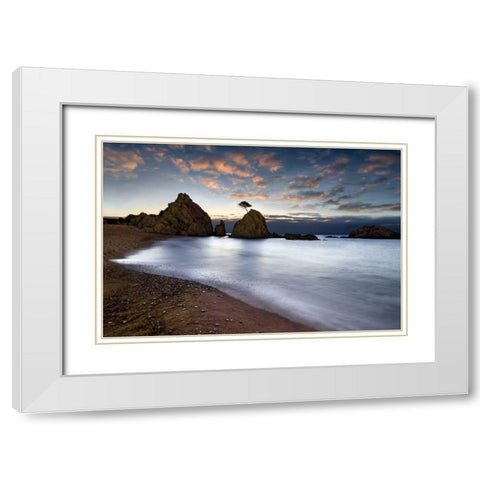 Tossa de Mar White Modern Wood Framed Art Print with Double Matting by Ortega, Xavier