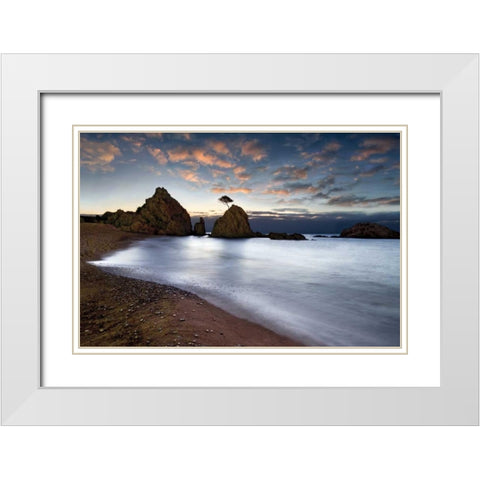 Tossa de Mar White Modern Wood Framed Art Print with Double Matting by Ortega, Xavier