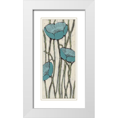 Bleu II White Modern Wood Framed Art Print with Double Matting by MAJA