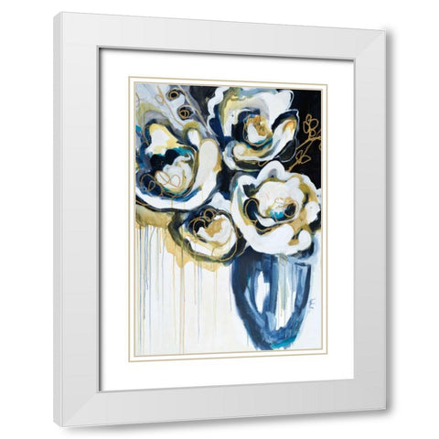 Blooms in Sea Foam White Modern Wood Framed Art Print with Double Matting by Maritz, Angela