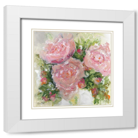 Wild Peonies White Modern Wood Framed Art Print with Double Matting by Bell, Emma