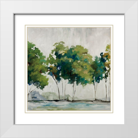 Late Summer Trees White Modern Wood Framed Art Print with Double Matting by Ellens, Jacqueline