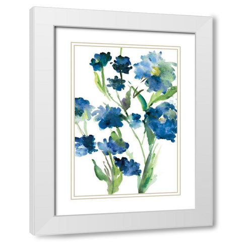 Blue Bliss II White Modern Wood Framed Art Print with Double Matting by Meyers, Rebecca