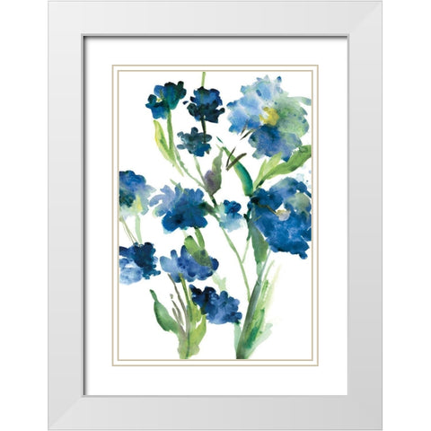 Blue Bliss II White Modern Wood Framed Art Print with Double Matting by Meyers, Rebecca