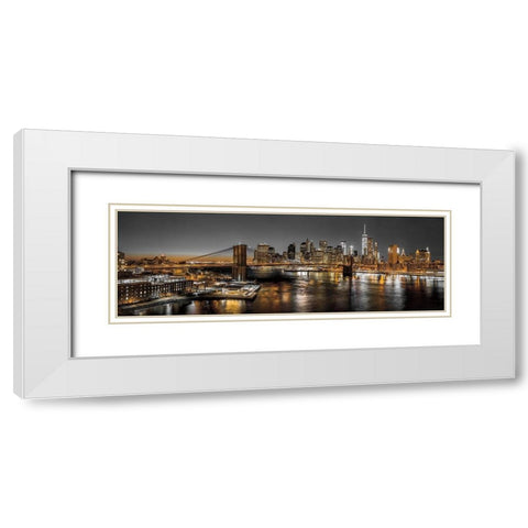 New York Panoramic White Modern Wood Framed Art Print with Double Matting by Frank, Assaf