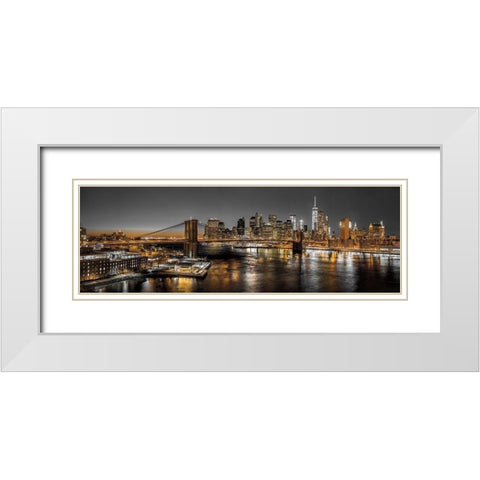 New York Panoramic White Modern Wood Framed Art Print with Double Matting by Frank, Assaf