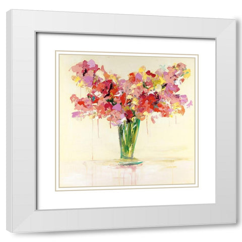 Vase of Red and Pink White Modern Wood Framed Art Print with Double Matting by Bell, Emma