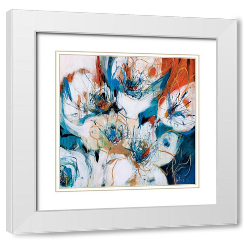 Splashes of Blue White Modern Wood Framed Art Print with Double Matting by Fitzsimmons, A.
