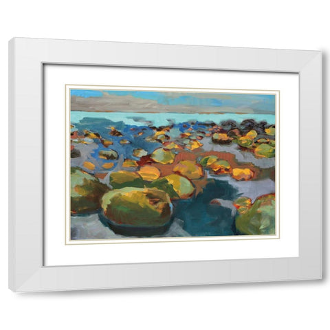 Navigating Obstacles White Modern Wood Framed Art Print with Double Matting by Harwood, Jennifer
