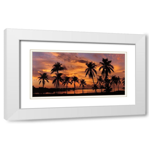 Tropical Sunsets I White Modern Wood Framed Art Print with Double Matting by Jones, Mike