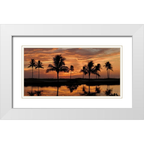 Tropical Sunsets II White Modern Wood Framed Art Print with Double Matting by Jones, Mike