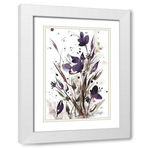 Floral Music I White Modern Wood Framed Art Print with Double Matting by Stanion, Kathy Morton