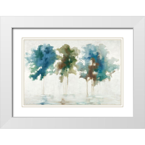 Tree Trio White Modern Wood Framed Art Print with Double Matting by Ellens, Jacqueline