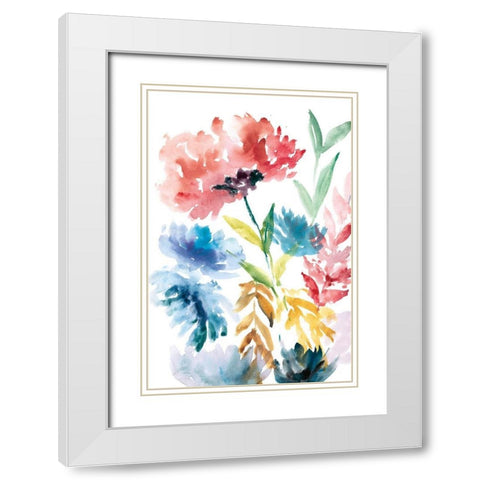 Lush Floral I White Modern Wood Framed Art Print with Double Matting by Meyers, Rebecca