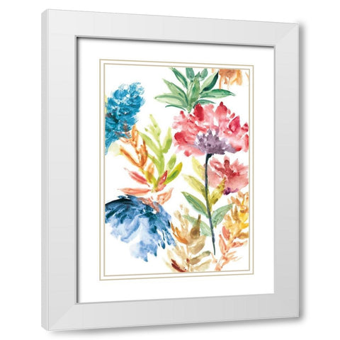 Lush Floral II White Modern Wood Framed Art Print with Double Matting by Meyers, Rebecca