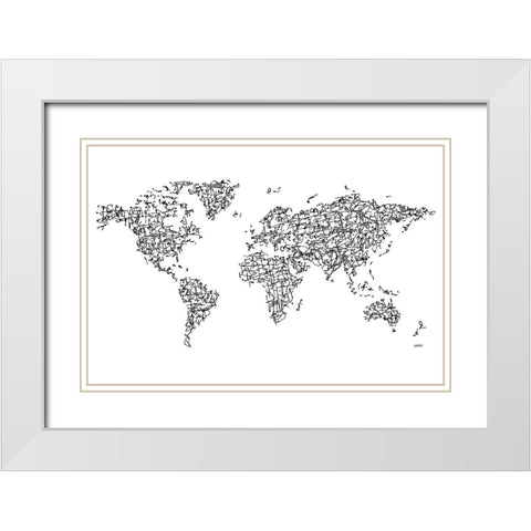HÃ nzÃ¬ Kanji World MapÂ  White Modern Wood Framed Art Print with Double Matting by Bassin, Charlotte