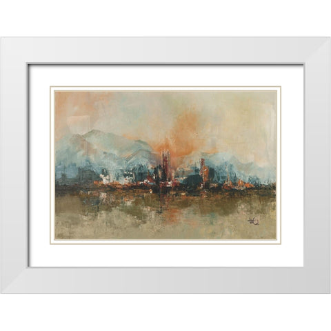 Mountain City White Modern Wood Framed Art Print with Double Matting by Quintero, Tita