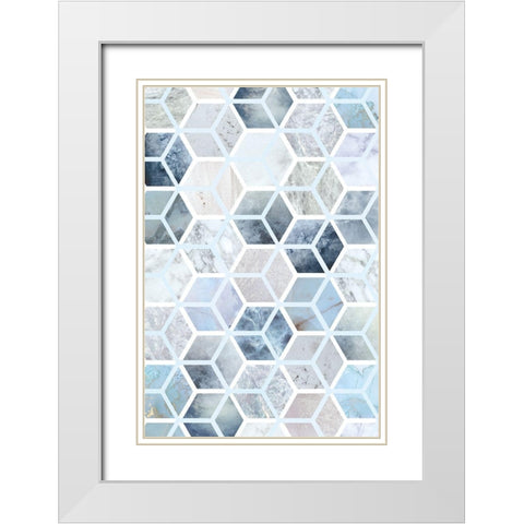 Cube Matrix I White Modern Wood Framed Art Print with Double Matting by Alvarez, Genesis