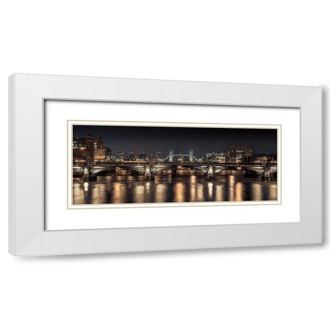London Glow White Modern Wood Framed Art Print with Double Matting by Frank, Assaf