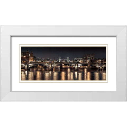 London Glow White Modern Wood Framed Art Print with Double Matting by Frank, Assaf