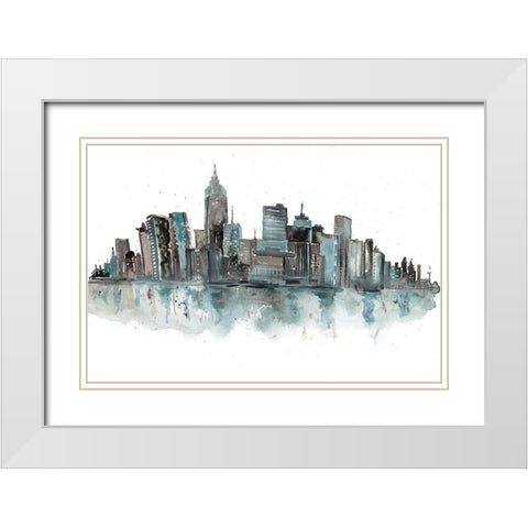 Downtown White Modern Wood Framed Art Print with Double Matting by Meyers, Rebecca