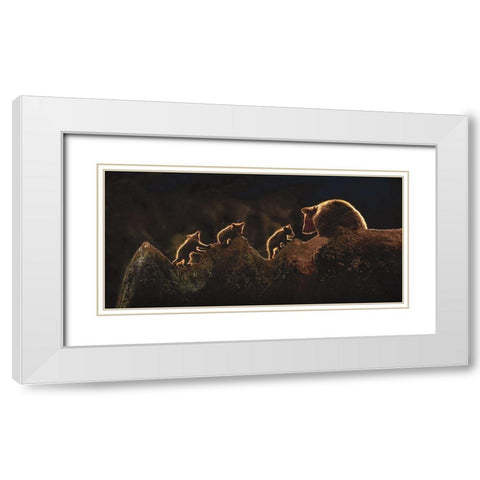 Triplets White Modern Wood Framed Art Print with Double Matting by Ortega, Xavier