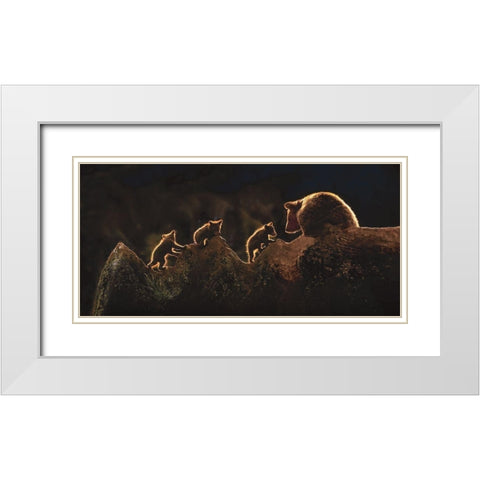 Triplets White Modern Wood Framed Art Print with Double Matting by Ortega, Xavier