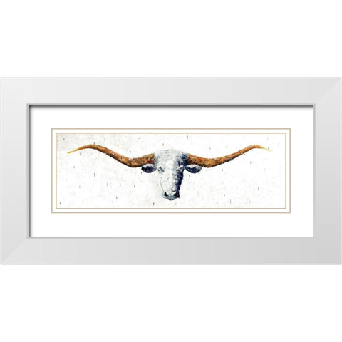 Longhorn White Modern Wood Framed Art Print with Double Matting by Pelkey, Marvin
