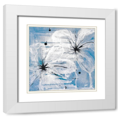 Indigo Bloom I White Modern Wood Framed Art Print with Double Matting by St. Amant, Yvette