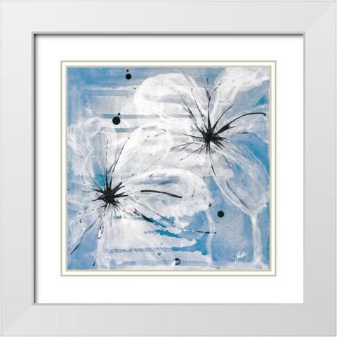 Indigo Bloom I White Modern Wood Framed Art Print with Double Matting by St. Amant, Yvette