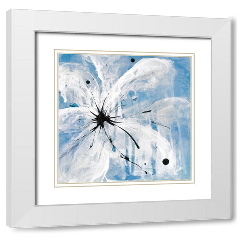 Indigo Bloom II White Modern Wood Framed Art Print with Double Matting by St. Amant, Yvette