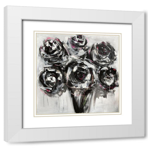 Black Roses White Modern Wood Framed Art Print with Double Matting by Bell, Emma