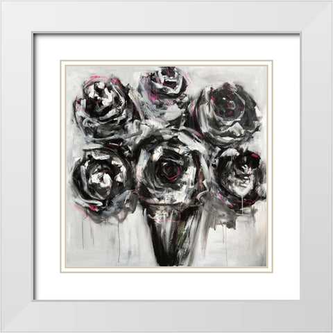 Black Roses White Modern Wood Framed Art Print with Double Matting by Bell, Emma