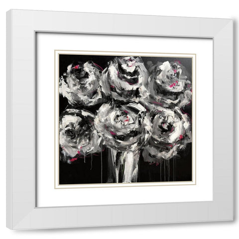White Roses White Modern Wood Framed Art Print with Double Matting by Bell, Emma