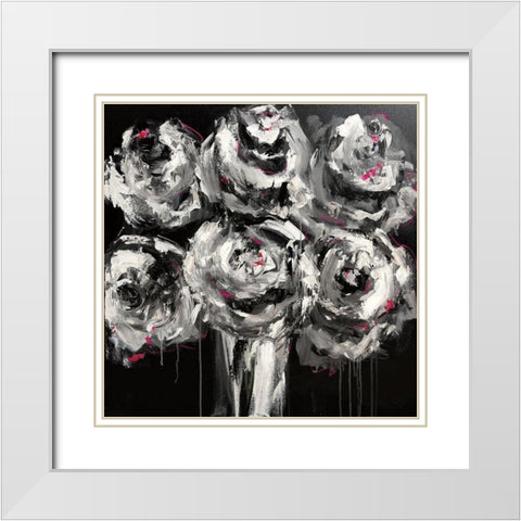 White Roses White Modern Wood Framed Art Print with Double Matting by Bell, Emma