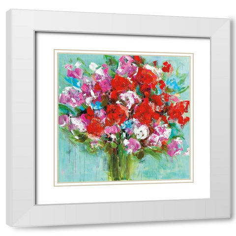 Red Roses White Modern Wood Framed Art Print with Double Matting by Bell, Emma