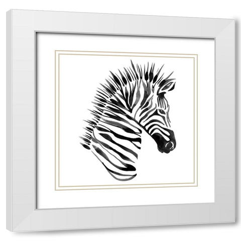 Zebra White Modern Wood Framed Art Print with Double Matting by Billinghurst, Marina