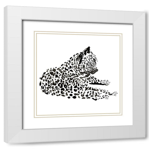 Cheetah White Modern Wood Framed Art Print with Double Matting by Billinghurst, Marina