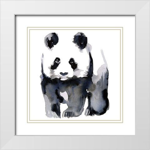 Panda White Modern Wood Framed Art Print with Double Matting by Billinghurst, Marina
